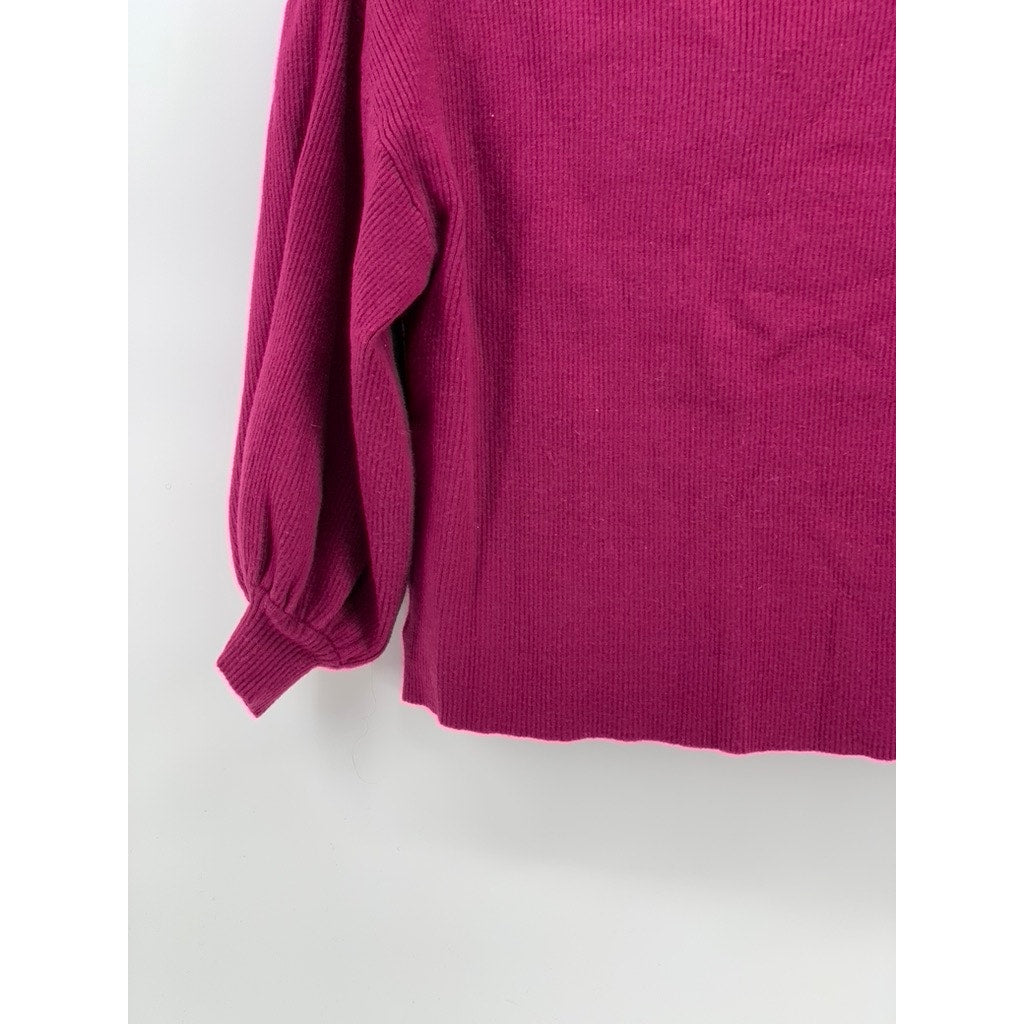 Women's Burgundy Soft Knit Mock-Neck Long Sleeve Pullover Sweater SZ M