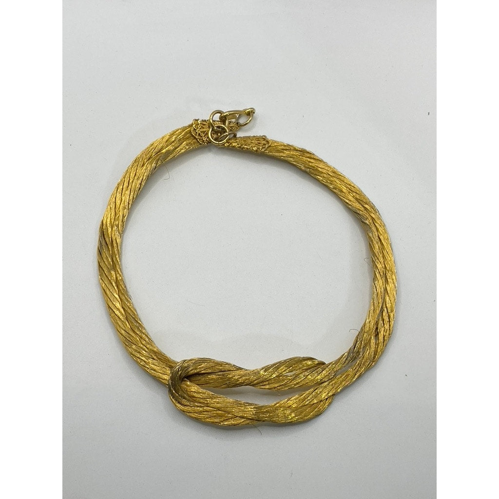 Women's Vintage 80's Brass Wire Gold Tone Hook & Loop Knot Choker Necklace