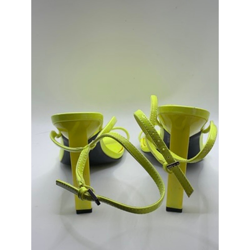 NINE WEST Women's Neon Yellow Hotz Ankle Strap Stiletto Heel Sandals SZ 9.5