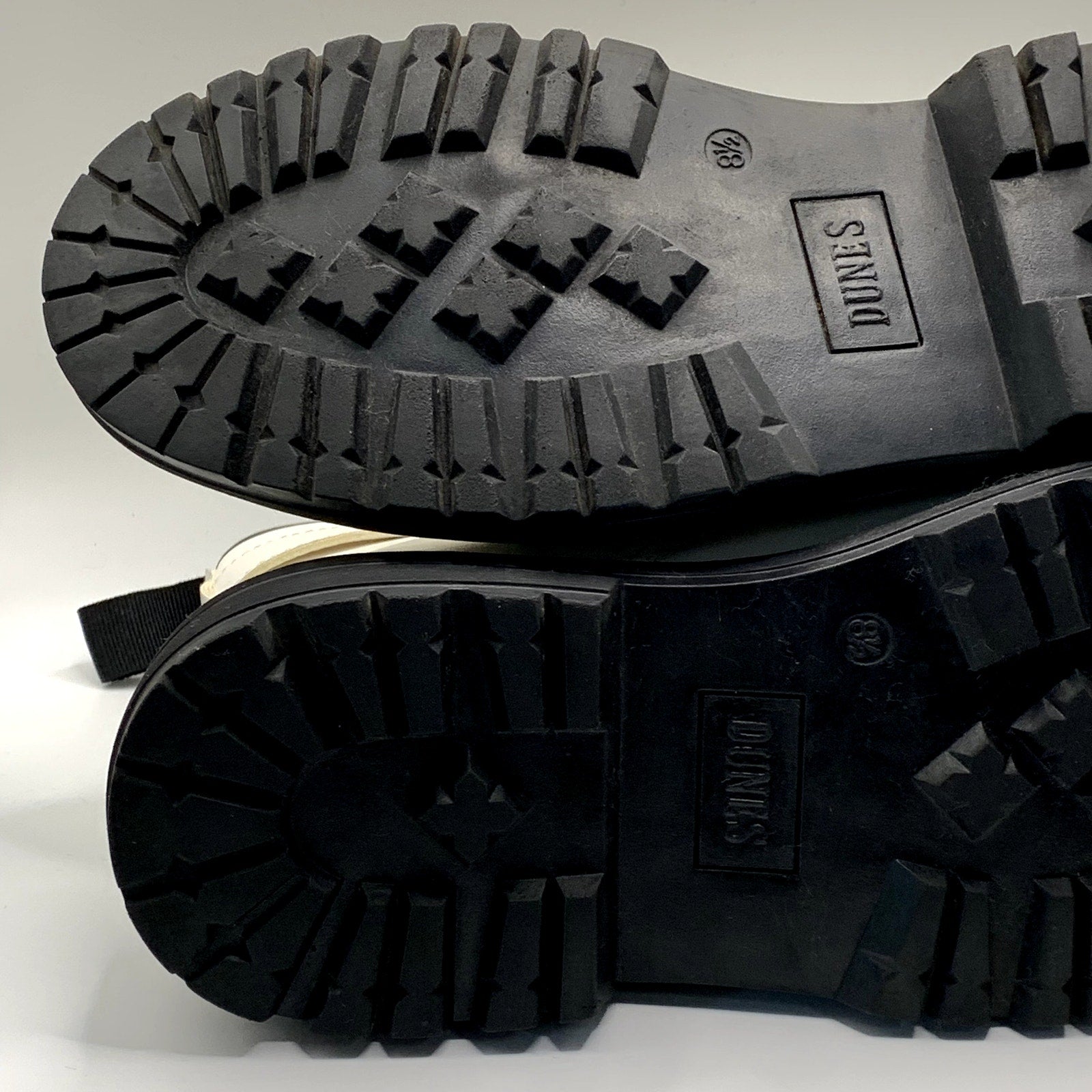 DUNES Women's White Chaplin Faux-Leather Side-Zip Lace-Up Combat Boots SZ 8.5