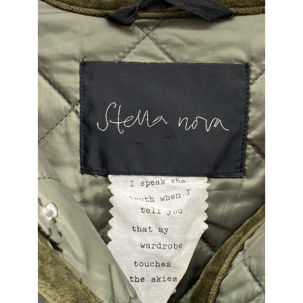 STELLA NOVA Women's Olive Green Button-Up Long Sleeve Quilted Jacket SZ L