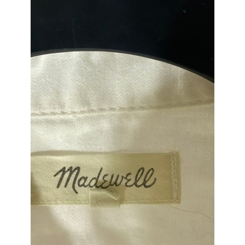 MADEWELL Women's White Cotton Courier Oversized Button-Up Patch Pocket Top SZ S