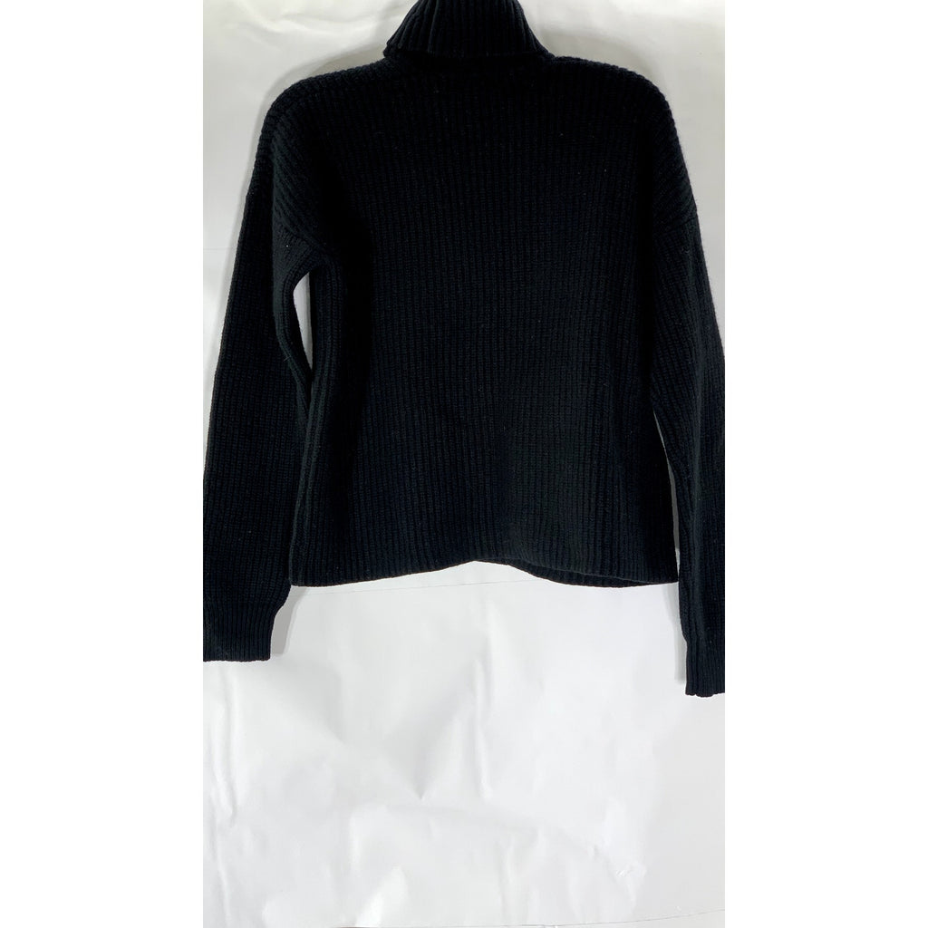 LPA Women’s Black Wool-Cashmere Rib Cutout Turtleneck Long Sleeve Sweater SZ XS