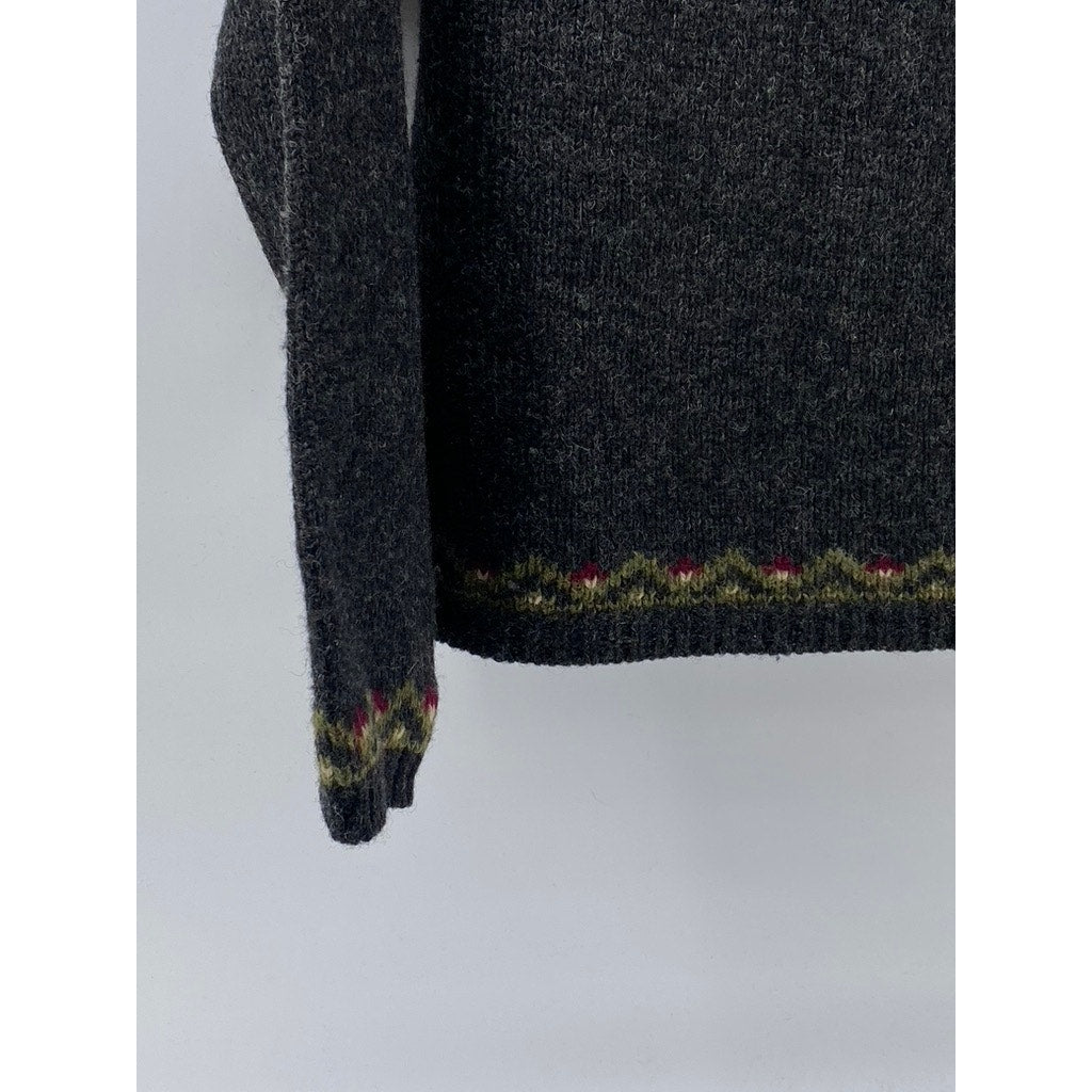 AMERICAN EAGLE OUTFITTERS Women's Vintage Charcoal Wool Fair Isle Sweater SZ L