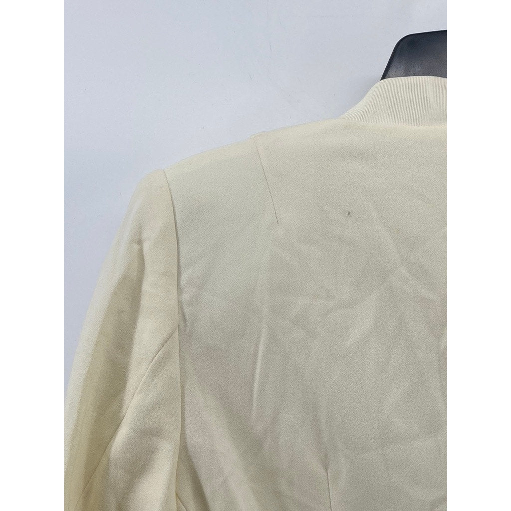 H&M Women's Cream Open-Front Mandarin-Collar Long Sleeve Blazer SZ 4