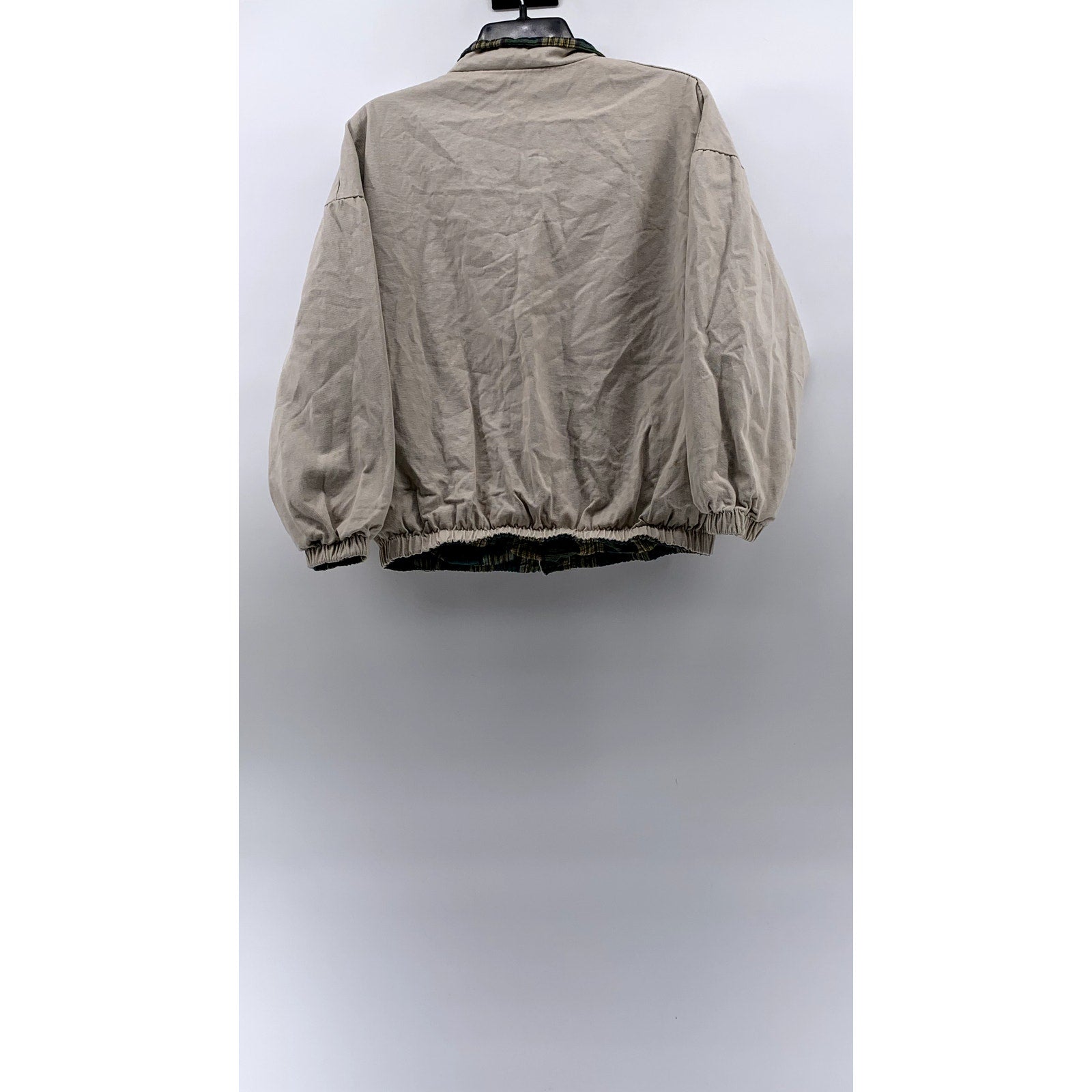 TONG HAUL Men's Vintage Beige-Green Plaid Reversible Zip-Up Jacket SZ S