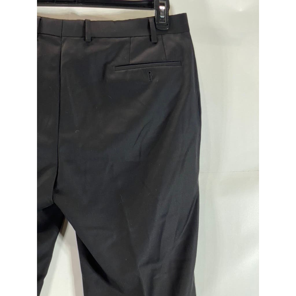 MICHAEL KORS Men's Solid Black Stretch Wool Flat Front Dress Pants SZ 38x30