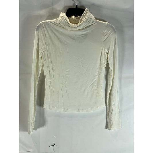 FINAL TOUCH Women's Beige Solid Long Sleeve Pullover Turtleneck Top SZ S