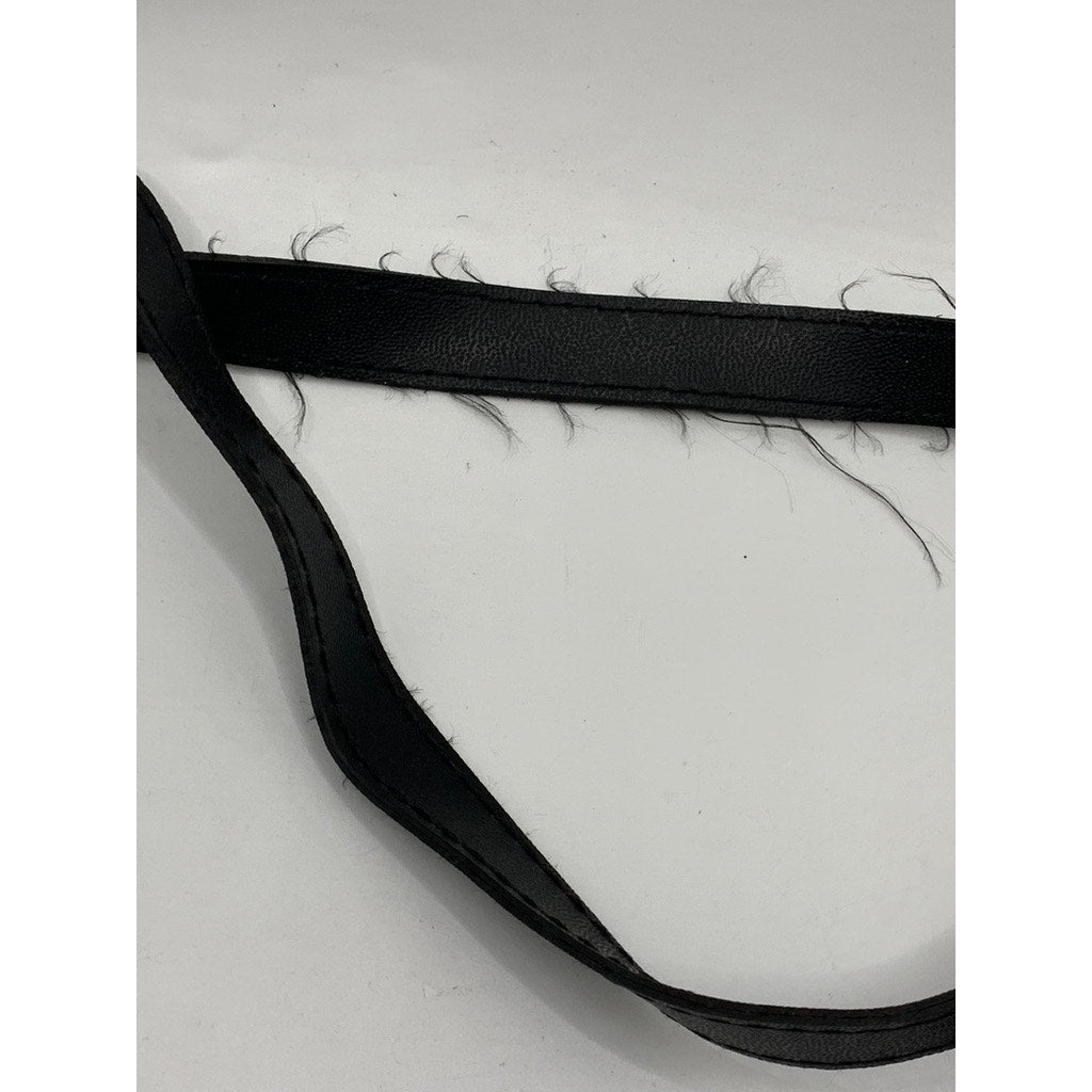UNBRANDED Black Leather Adjustable Suspenders
