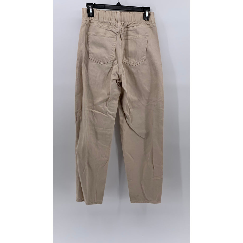 H&M Women's Tan High-Waist Twill Casual Trousers SZ 2