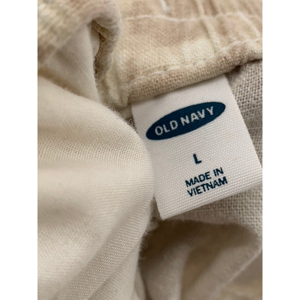 OLD NAVY Women's Beige Spring Tie-Dye High-Rise Linen-Blend Pant SZ L