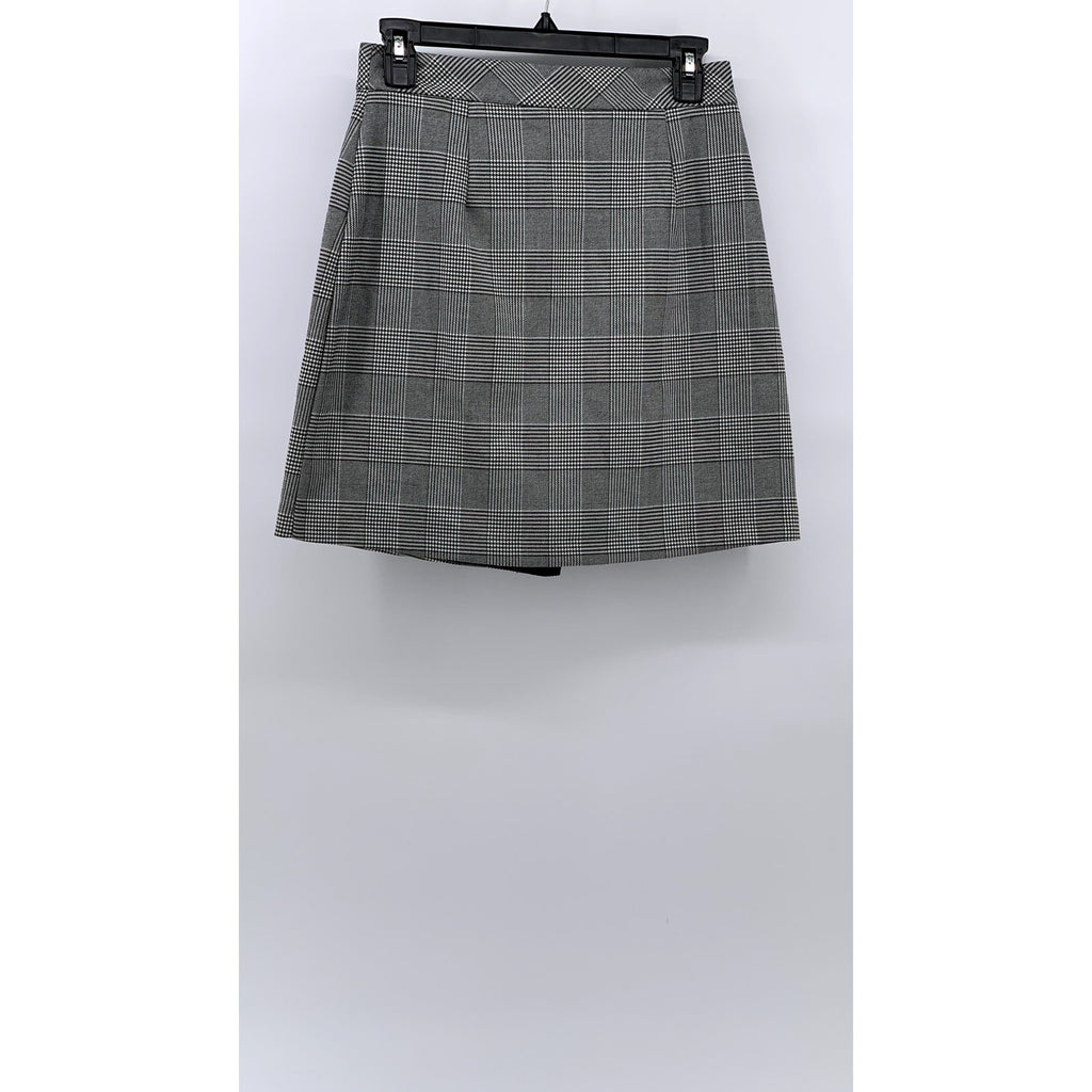 ZARA BASIC Women's Gray-Black Plaid Mini Skirt SZ XS