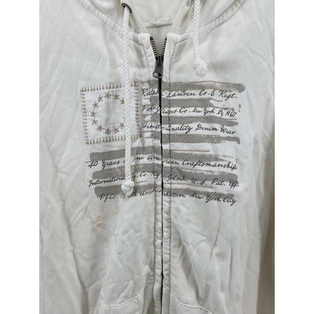 POLO JEANS COMPANY Women's Flag Logo Hooded Zip-Up Sweater SZ XL