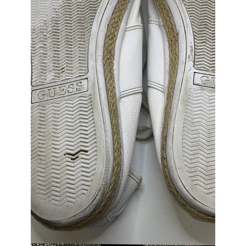 Women's White Logo Espadrille Trim Sneakers SZ 11