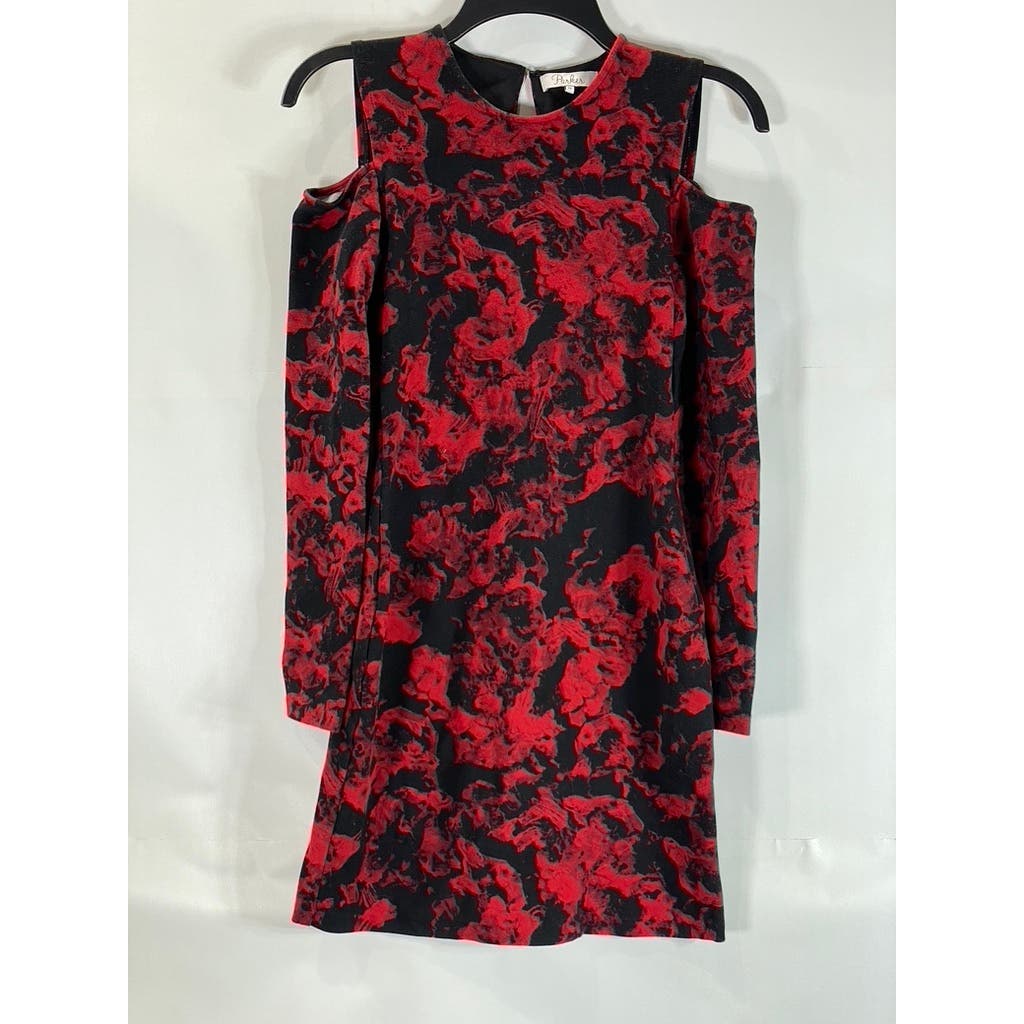 PARKER Women's Poinsettia Garland Cutout-Shoulder Long Sleeve Duffy Dress SZ XS