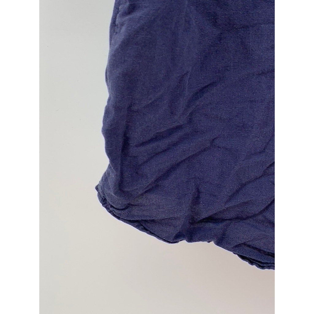 UNIQLO Women's Navy Linen-Blend Button-Up Short Sleeve Open Collar Top SZ S