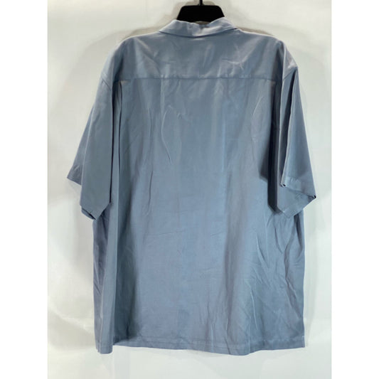 TOMMY BAHAMA Men's Blue Vintage Silk/Cotton Button-Up Short Sleeve Shirt SZ L