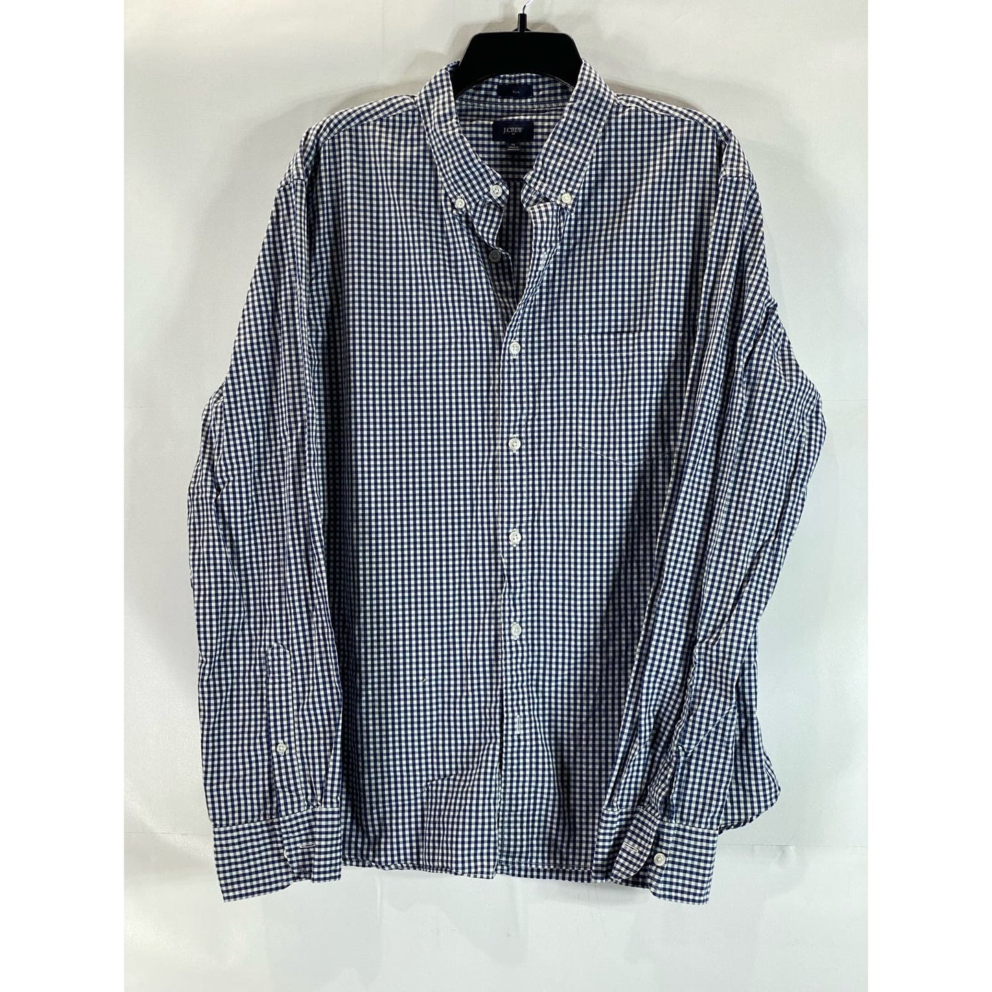 J. CREW Men's Navy/White Gingham Slim-Fit Button-Up Long Sleeve Shirt SZ S