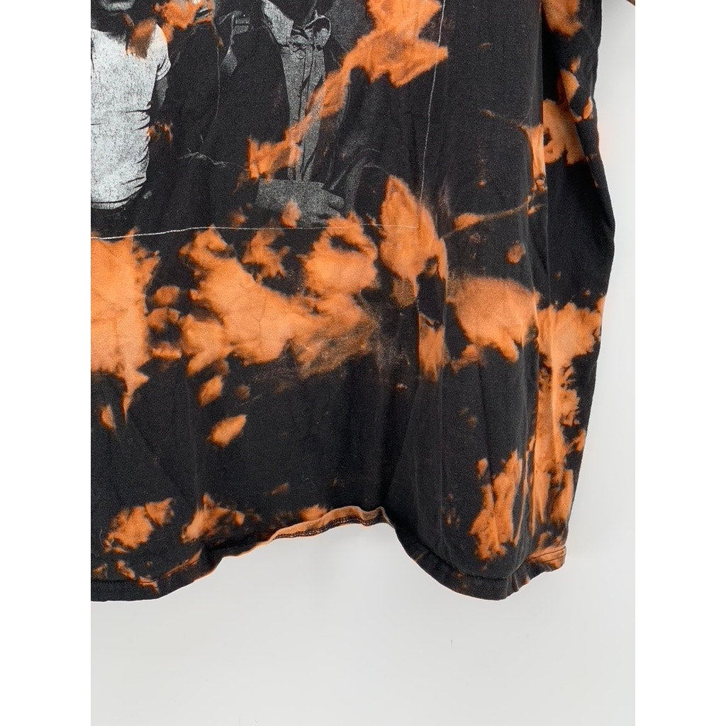 ACDC Men's Black-Orange Bleached Highway To Hell Graphic T-Shirt SZ 2XL