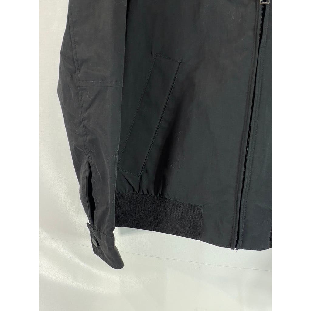 TOMMY HILFIGER Men's Black Solid Yacht Zip-Up Packable Hood Jacket SZ XS