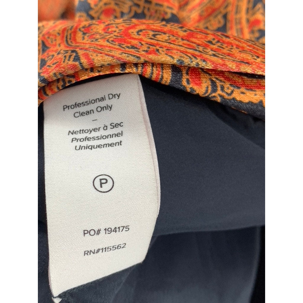 CINQ A SEPT Women's Orange Paisley Print One-Button Notch Collar Blazer SZ 10