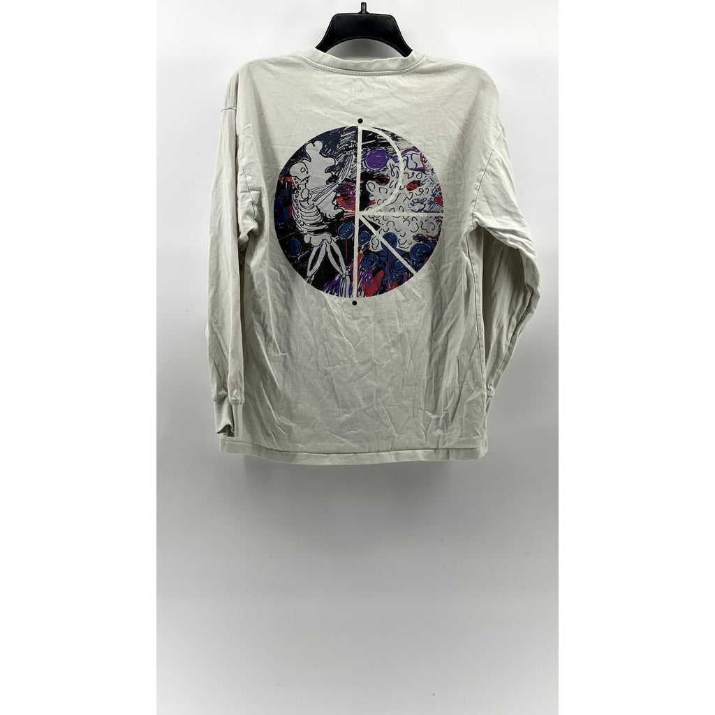 POLAR Men's White Crewneck Skater Graphic Long Sleeve Casual T-Shirt SZ S