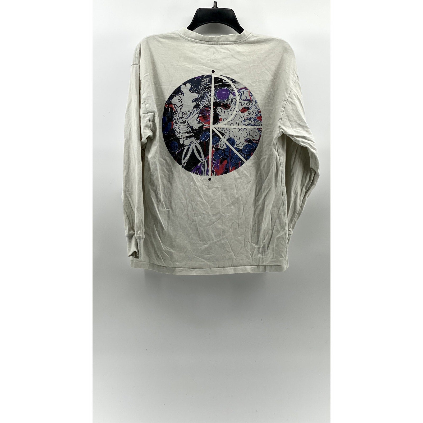 POLAR Men's White Crewneck Skater Graphic Long Sleeve Casual T-Shirt SZ S