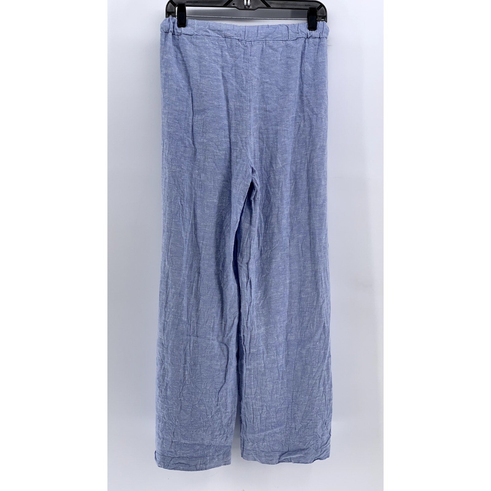 CABLE & GAUGE STUDIO Women's Blue Linen-Blend Wide-Leg Pants SZ S