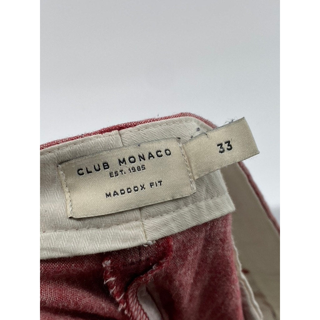CLUB MONACO Men's Red Linen-Blend Maddox-Fit Chino Shorts SZ 33
