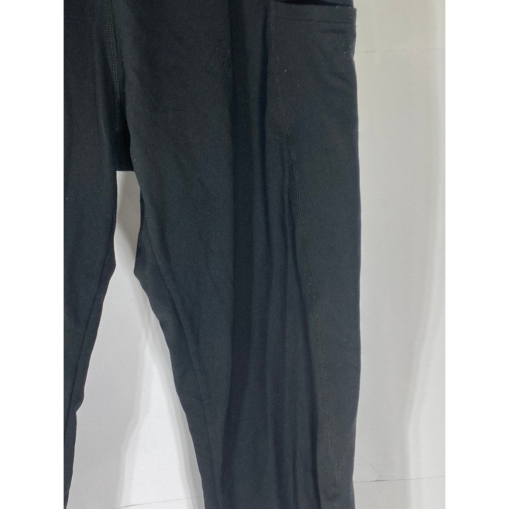 BALEAF Women's Black Scrunched Leg Tummy-Control High-Rise Ankle Leggings SZ M