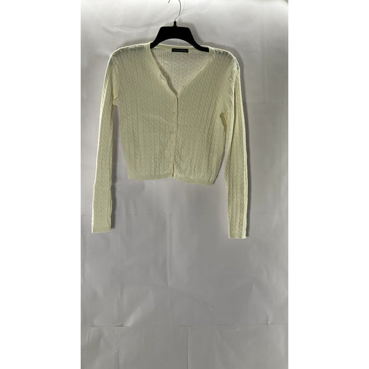 BRANDY MELVILLE Women's Cream Zoe Cable Knit Button-Up Cardigan SZ S/M