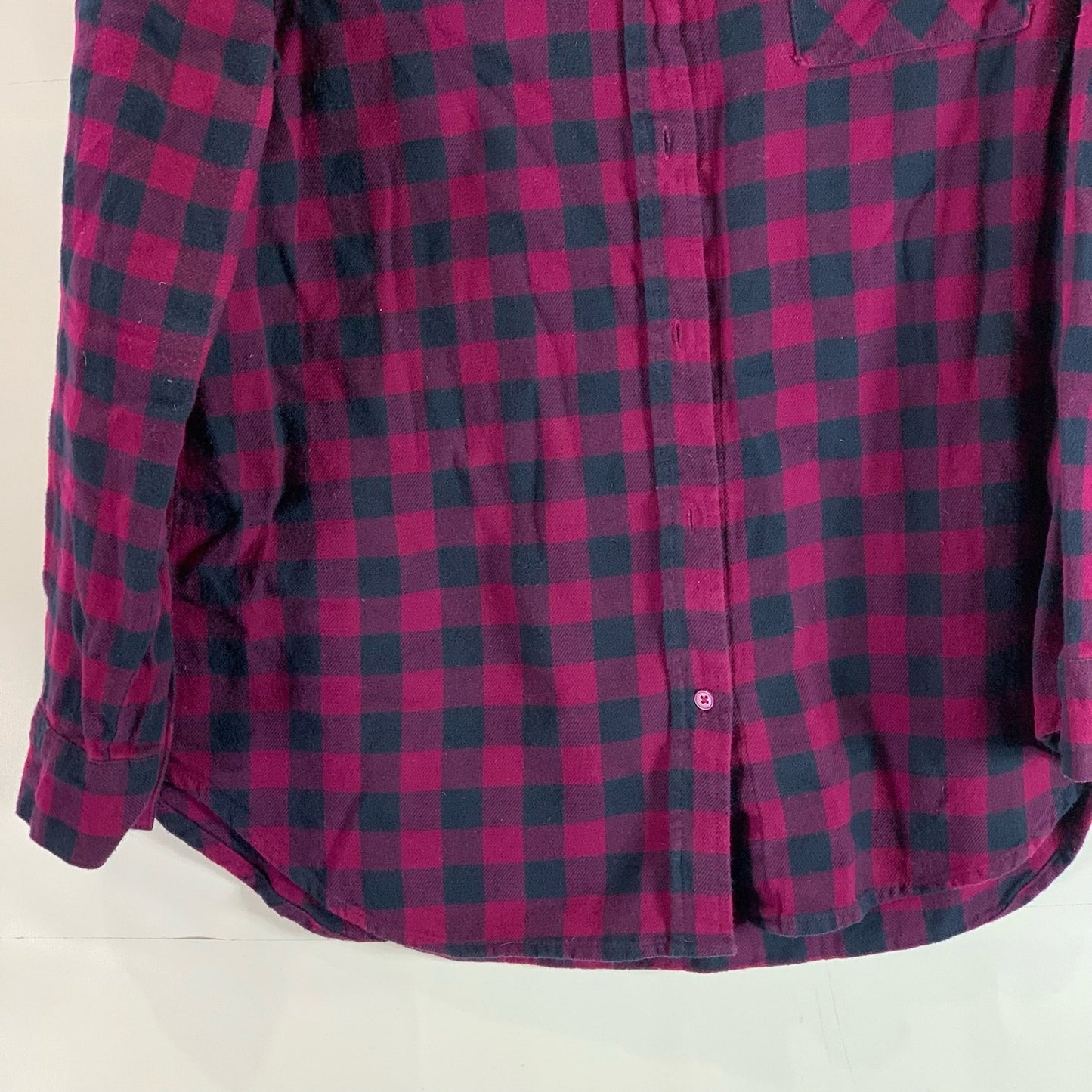BANANA REPUBLIC Women's Wine/Navy Plaid Boyfriend-Fit Heavy Flannel Shirt SZ L