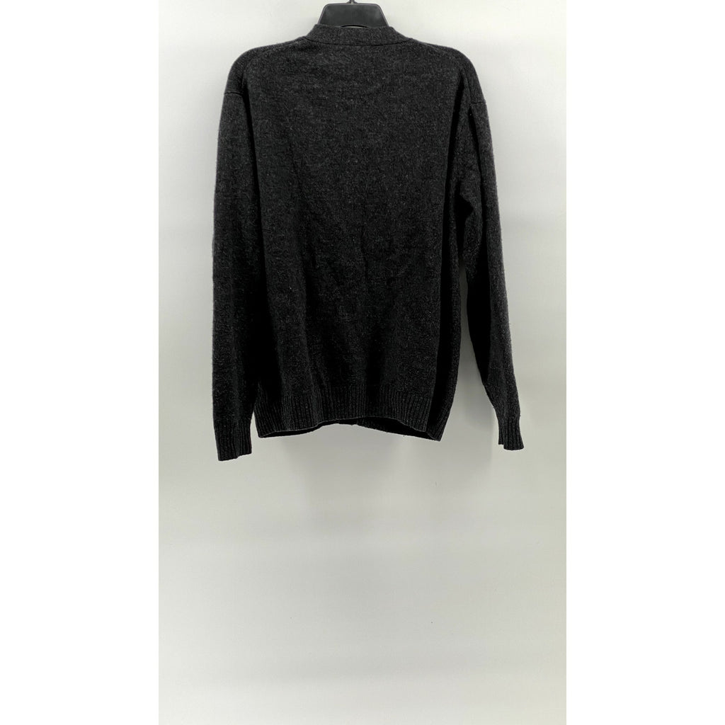 MUJI Men's Charcoal Gray Wool V-Neck Button-Up Long Sleeve Cardigan SZ L