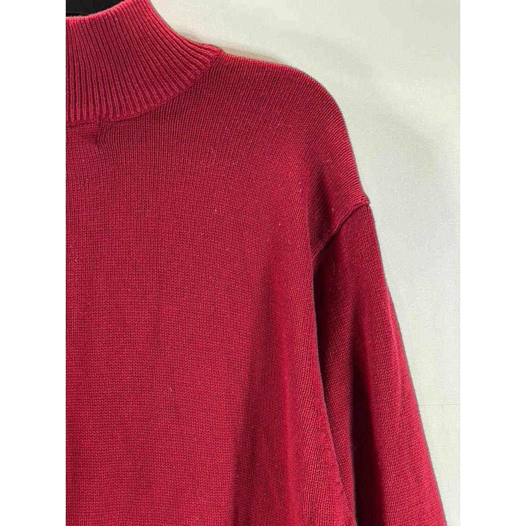 OSCAR DE LA RENTA Men's Red Knit Quarter-Zip Pullover Sweater SZ XL
