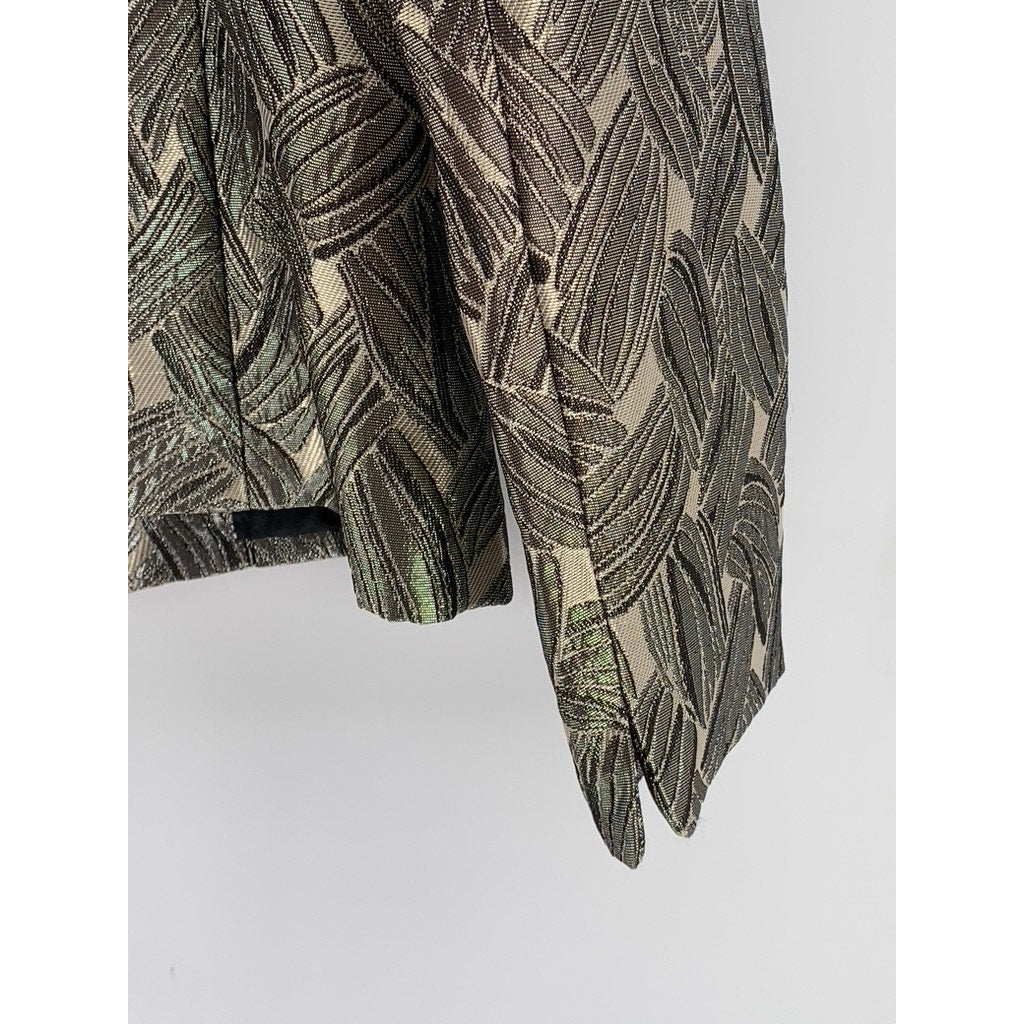 KASPER Women's Gray-Champagne Metallic Printed Blazer SZ 12