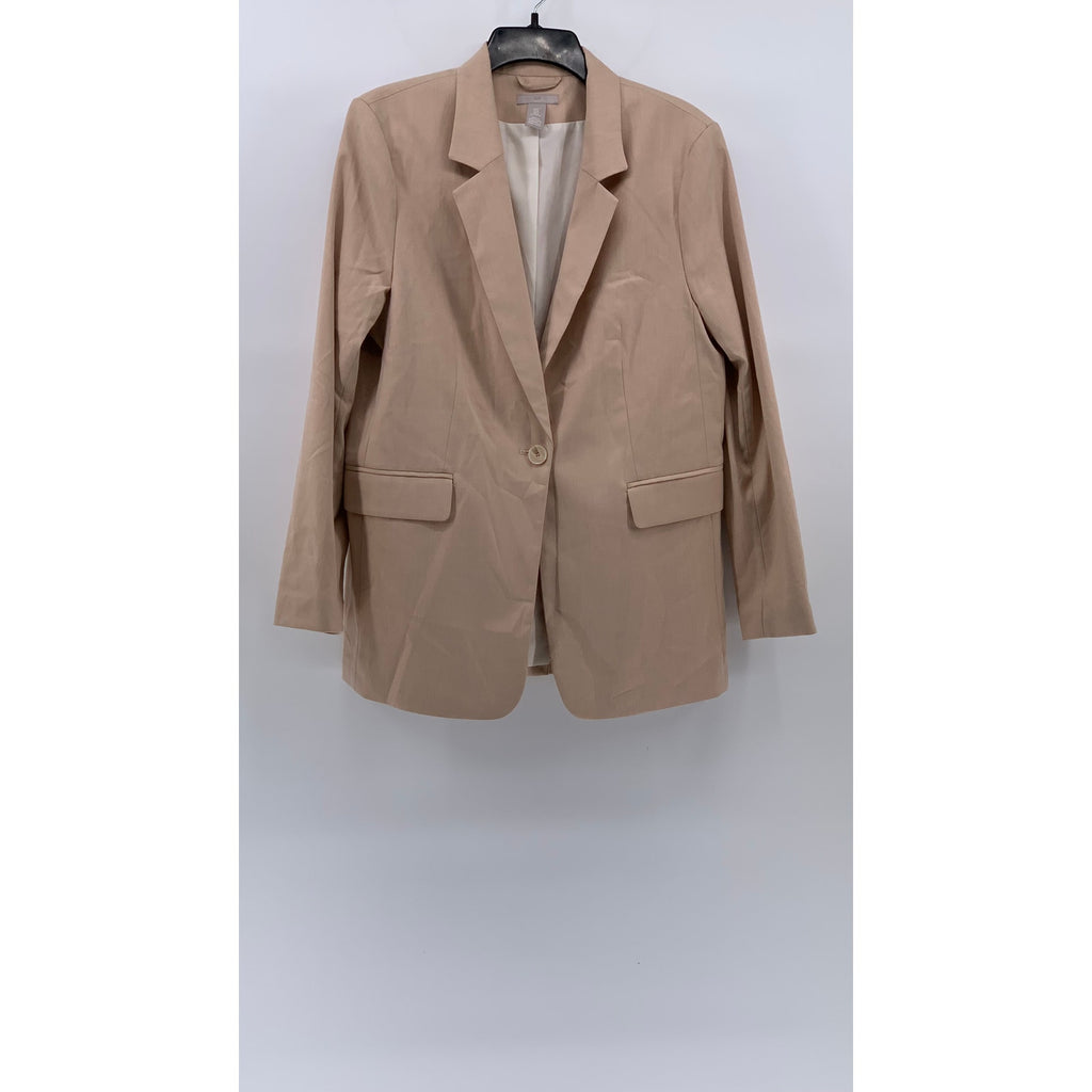 H&M Women's Light Pink One-Button Long Sleeve Notch Collar Blazer SZ M