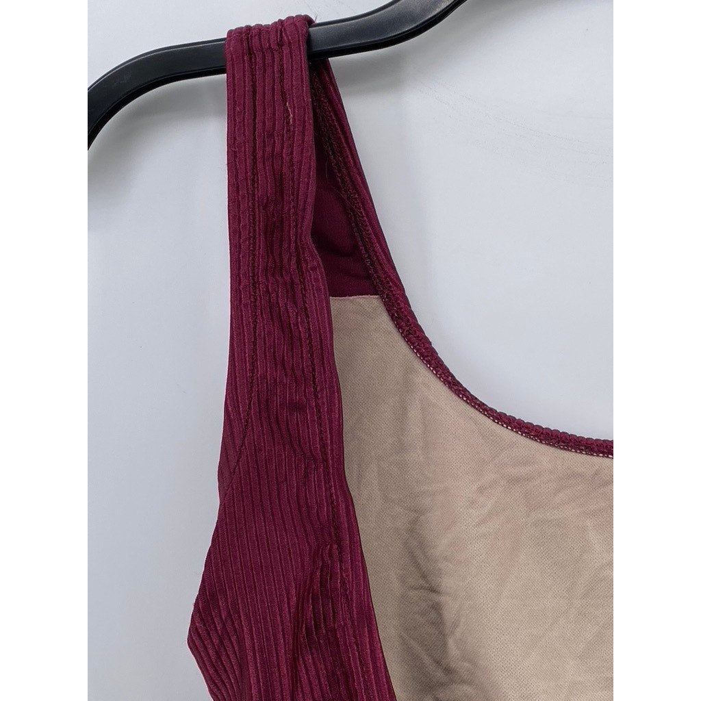 WHITE STAGS Women's Vintage Burgundy Ribbed Scoop-Neck Ribbed Swimsuit SZ 10