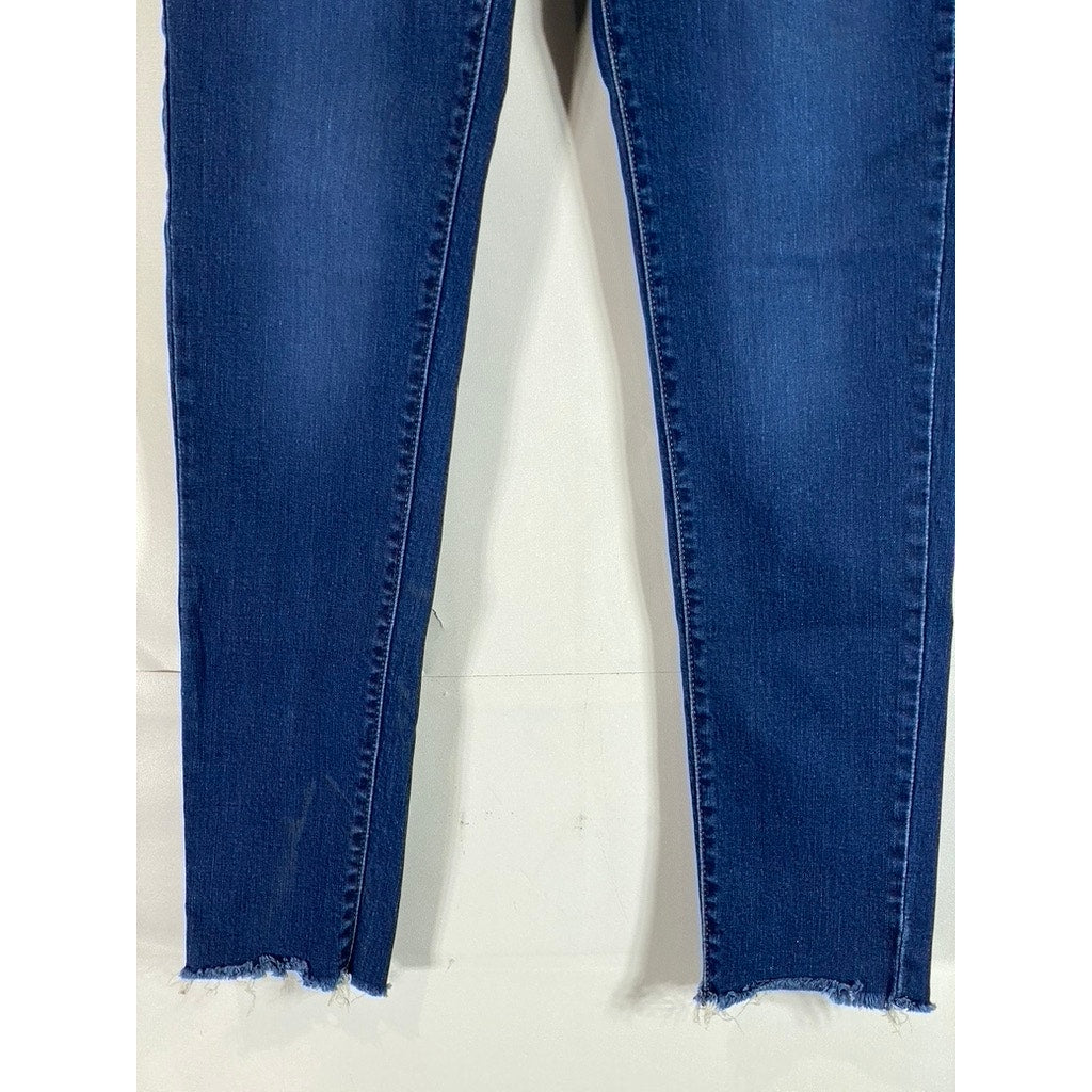 UNIQLO JEANS Women's Blue Denim Ultra Stretch Distressed Hem Skinny Jeans SZ 27