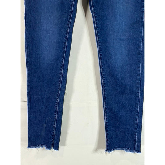 UNIQLO JEANS Women's Blue Denim Ultra Stretch Distressed Hem Skinny Jeans SZ 27