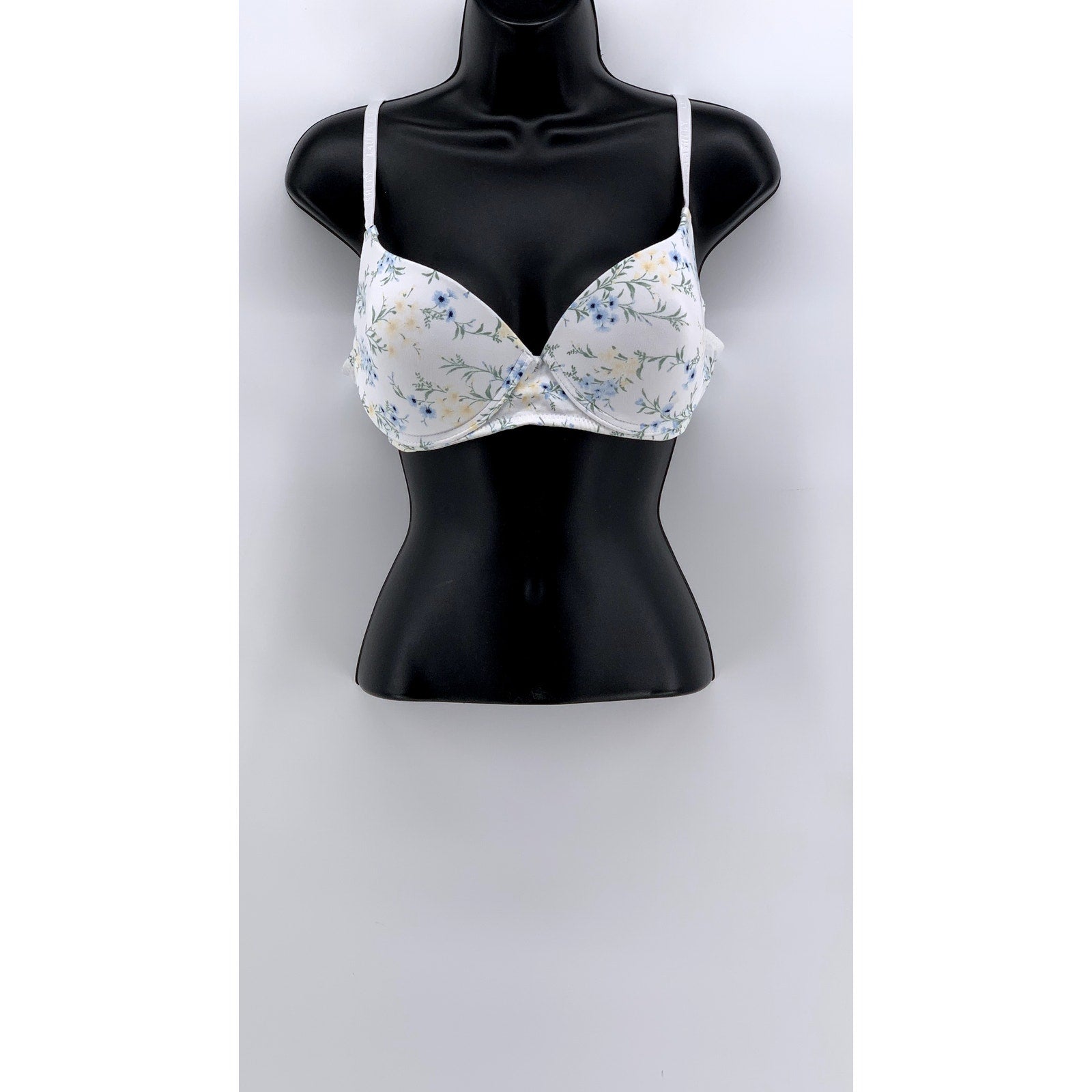 LAURA ASHLEY Women's White Floral Full Coverage Bra SZ 38C