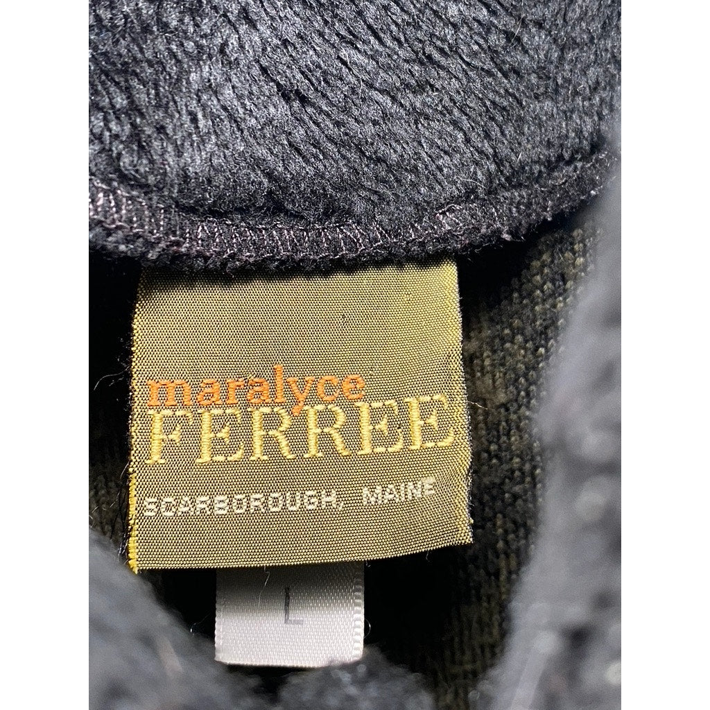 MARALYCE FERREE Women's Olive Green-Black Fleece Floral Print Button-Up Coat SZL