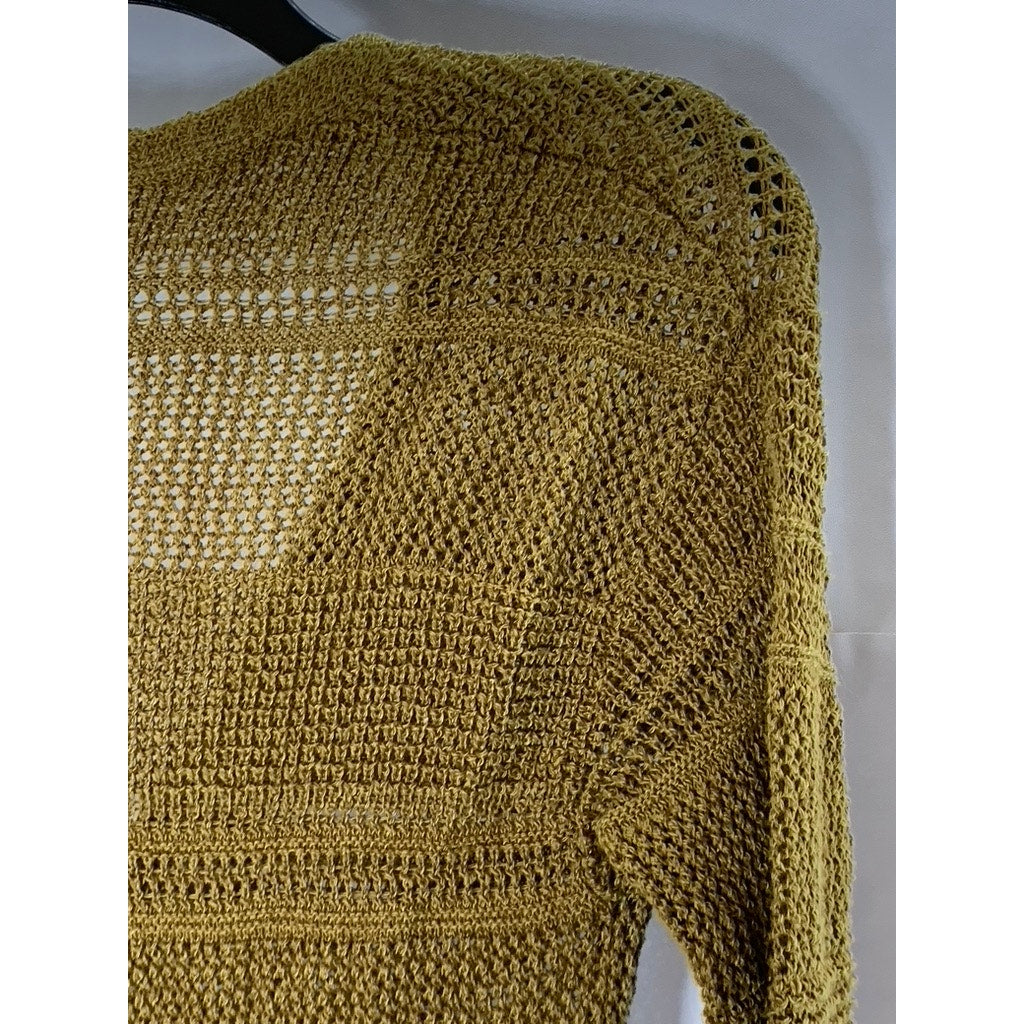 MANGO Women's Tan Knit Side Slit Button-Up Long Cardigan SZ M