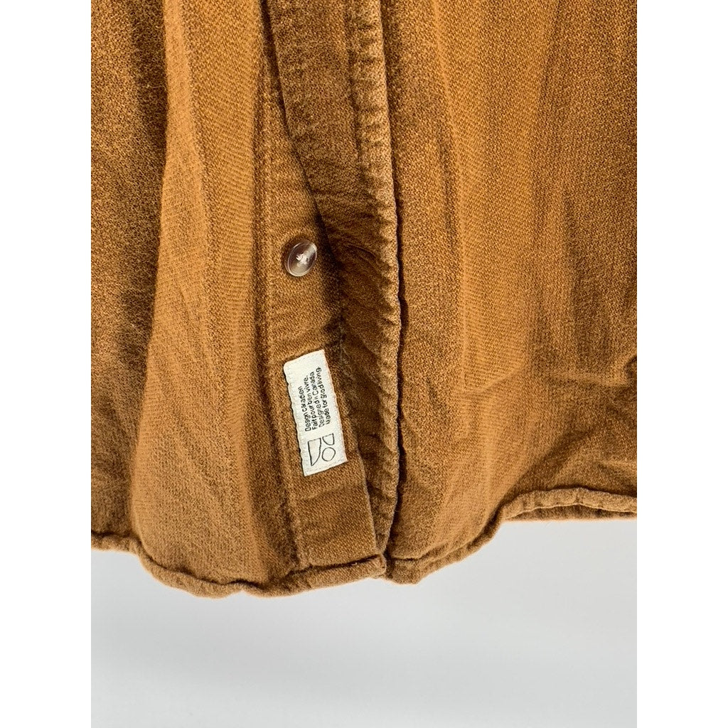 FRANK AND OAK Men's Brown Textured Regular-Fit Button-Up Long Sleeve Shirt SZ L