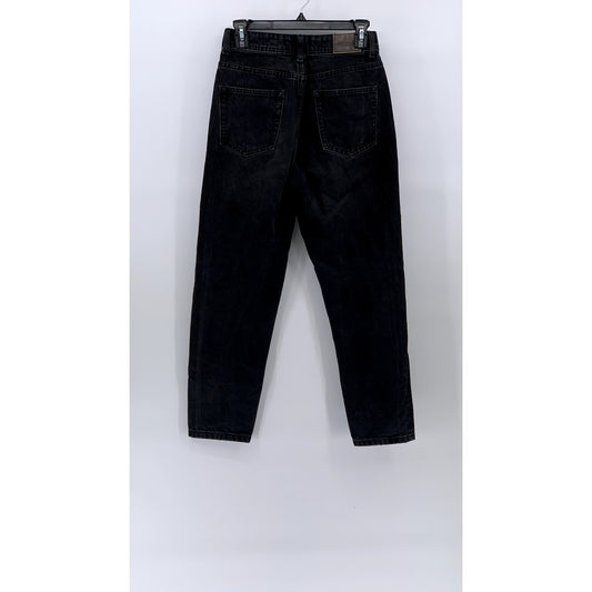 ZARA Women's Black Denim High-Rise Slim-Leg Five-Pocket Ankle Mom Jeans SZ 2