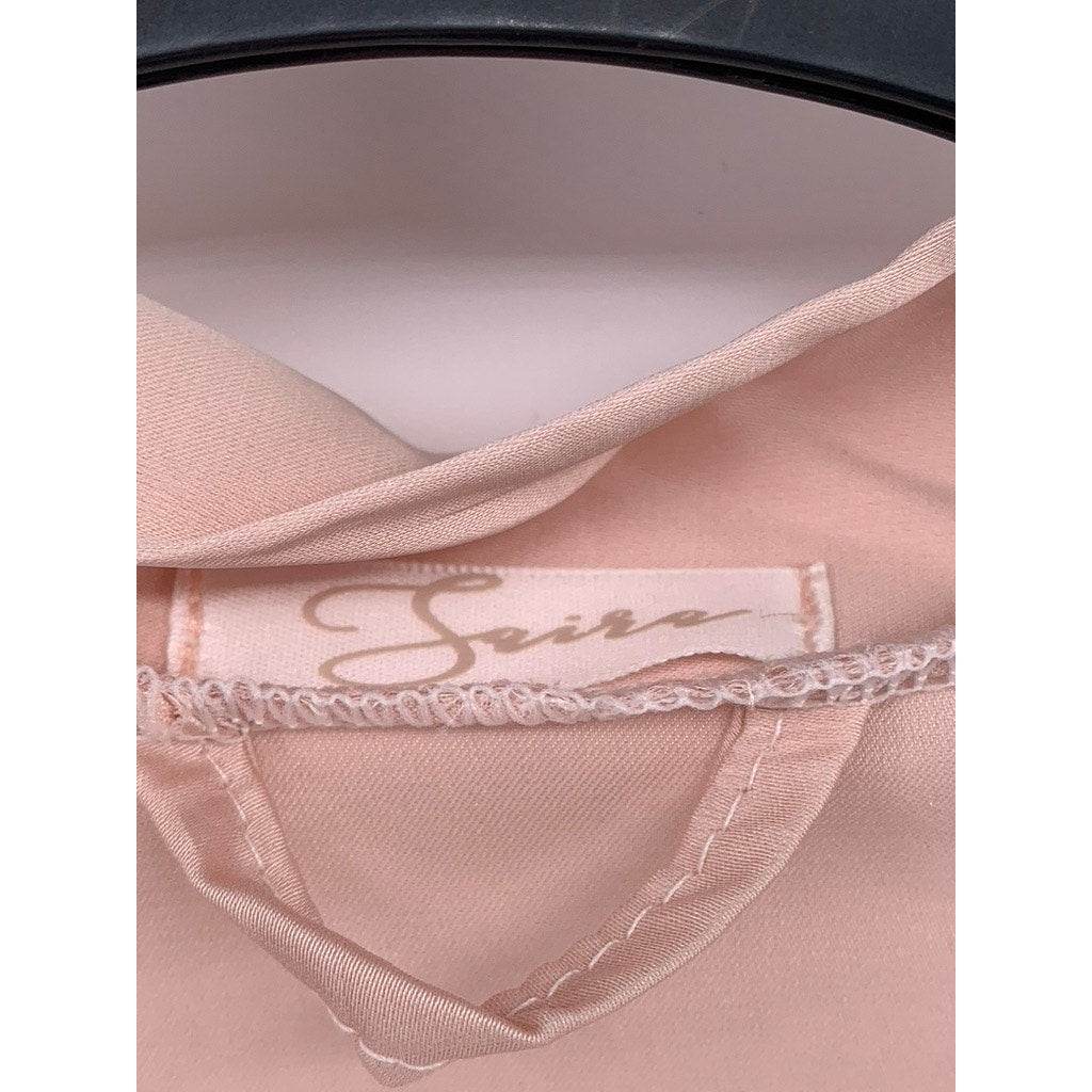 SAIRA Women's Dusty Rose Satin Embroidered Lace-Trim Belted Sleepwear Robe SZ OS