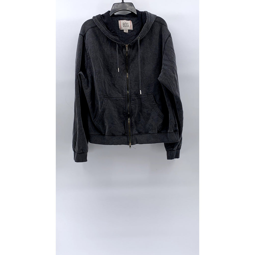 BDG URBAN OUTFITTERS Men's Charcoal Gray Zip-Up Long Sleeve Hooded Sweater SZ XL