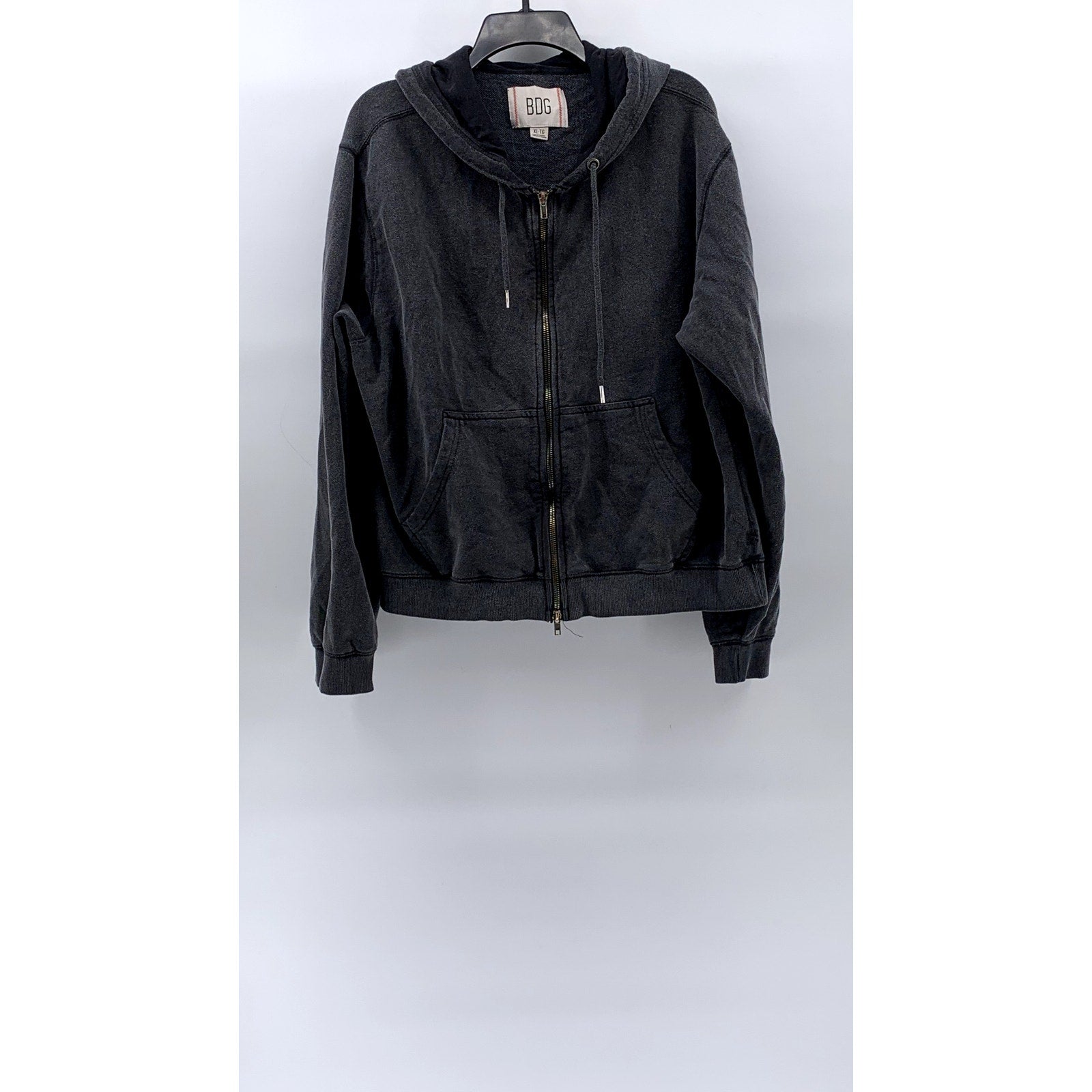 BDG URBAN OUTFITTERS Men's Charcoal Gray Zip-Up Long Sleeve Hooded Sweater SZ XL