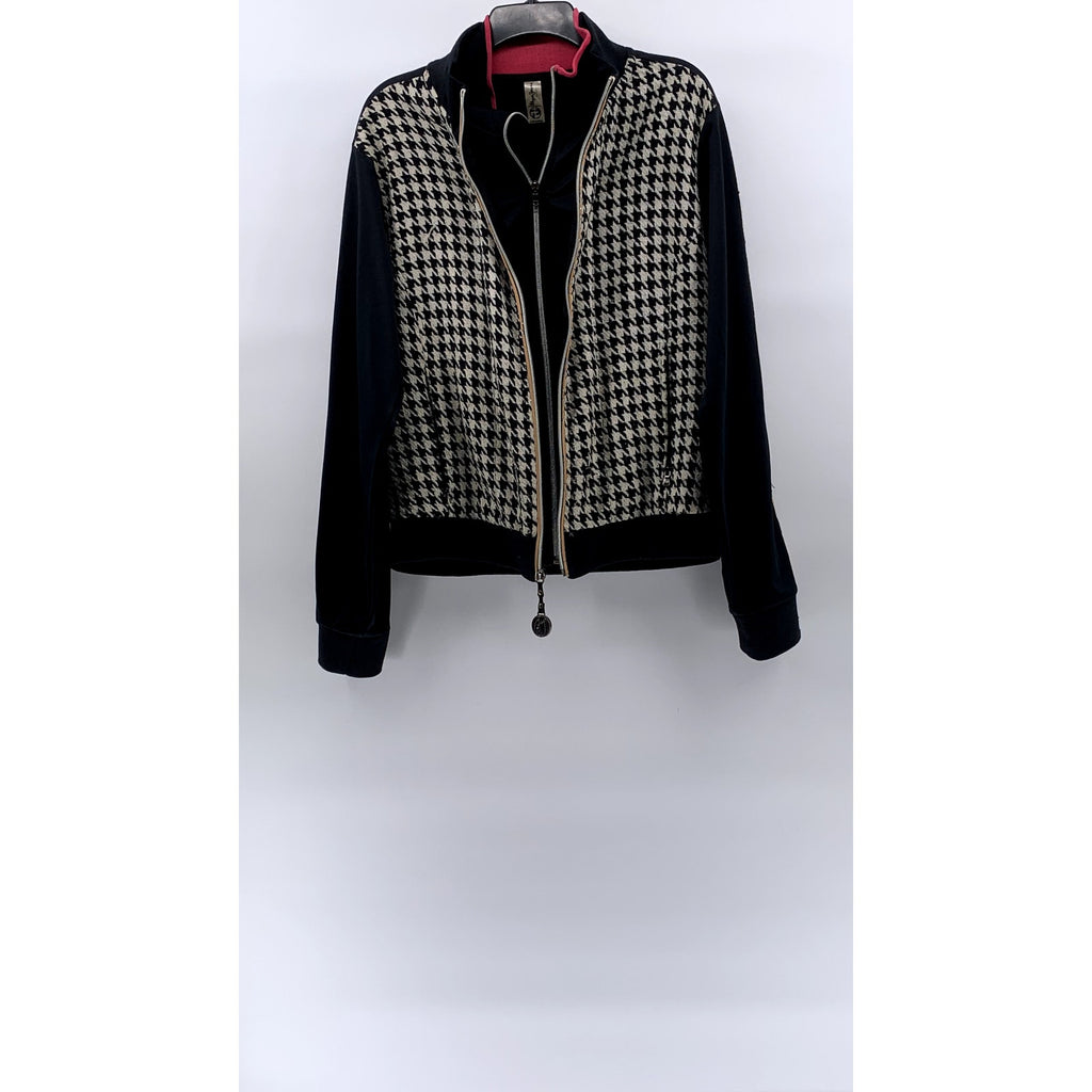 PEPE JEANS Women’s Vintage Black-Beige Hundstooth Double Zip Up Jacket SZ S