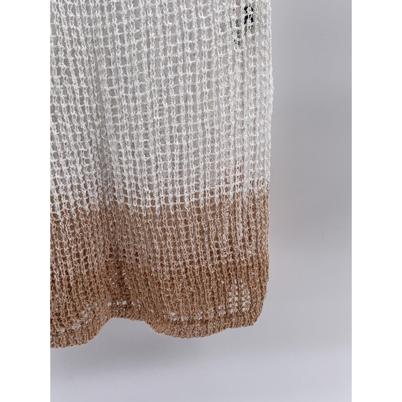 SHEIN Women's White-Brown Ombre Knit Scoop-Neck Knee Length Swim Coverup SZ 4