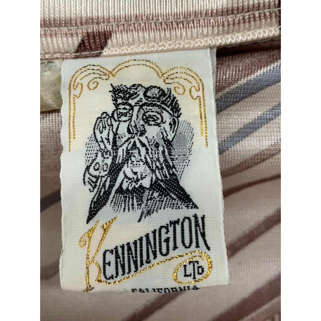 KENNINGTON Men's Vintage Brown Striped Button-Up Long Sleeve Shirt SZ M